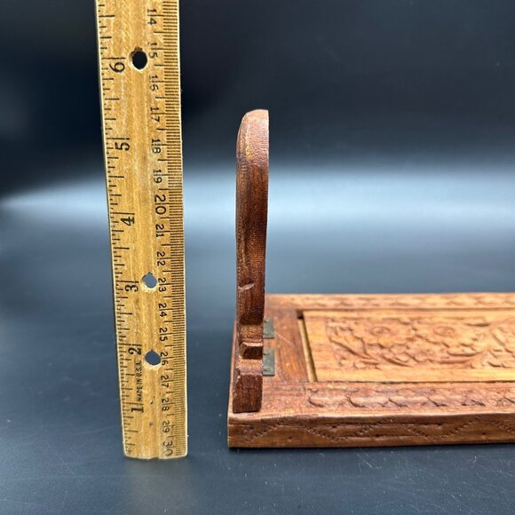 Vintage Book Slide Bookend Carved Wooden Elephant Bohemian Retro Boho India - Picture 11 of 11